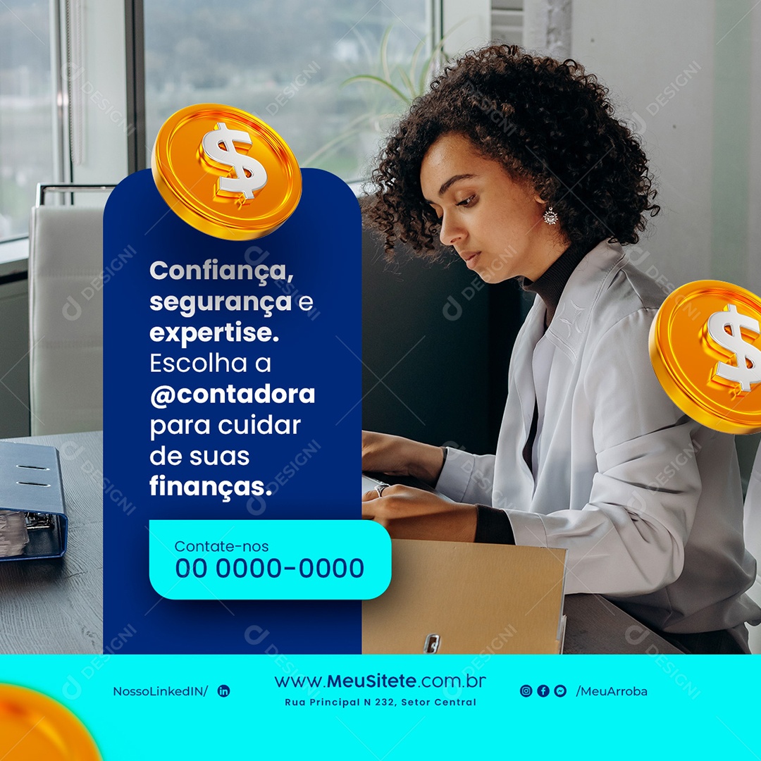 Confiança Segurança e Expertise Escolha a Contabilidade para Cuidar de Suas Finanças Social Media PSD Editável