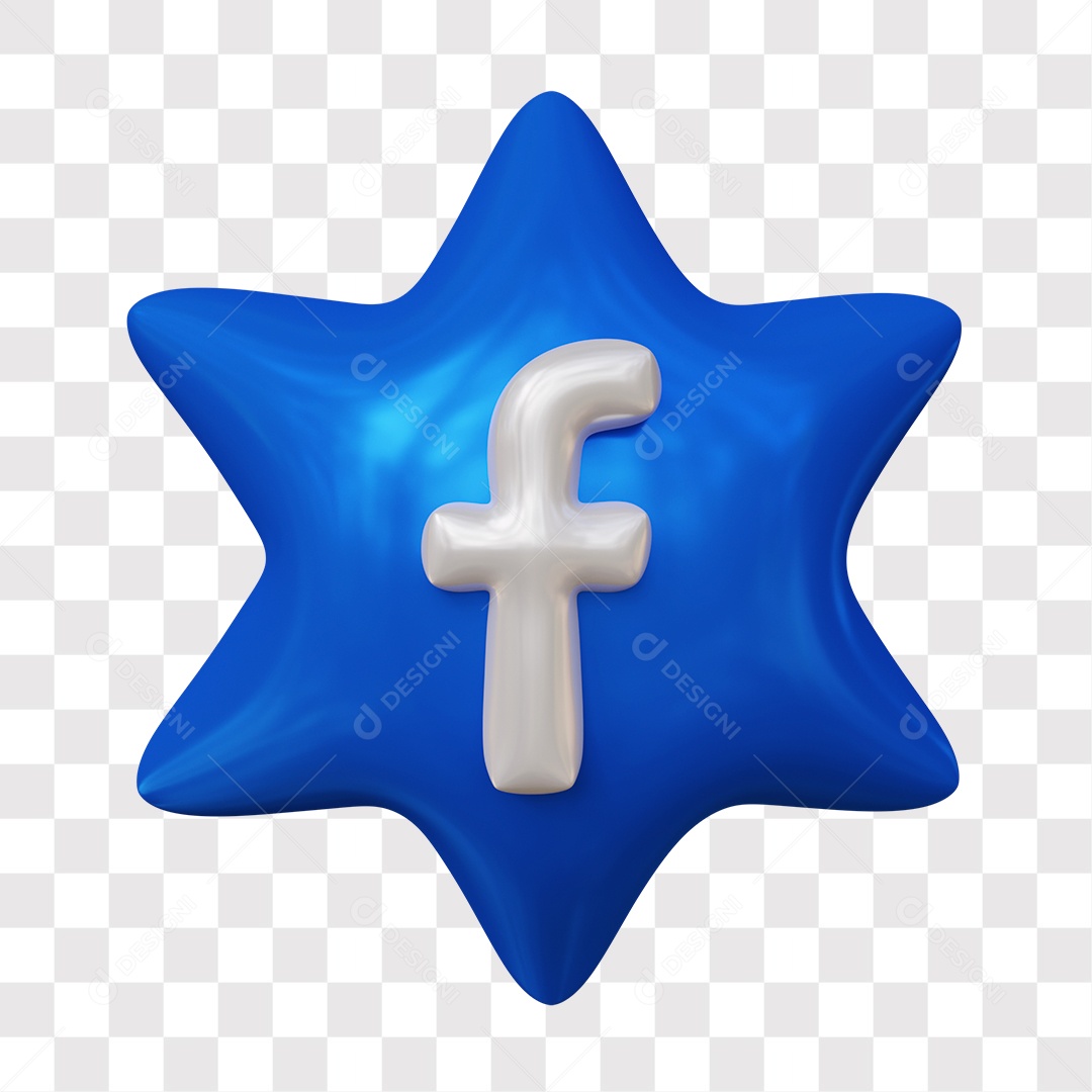 Facebook Ícone 3D De Estrela Para Composição PNG Transparente