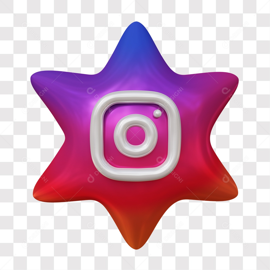 Instagram Ícone 3D De Estrela Para Composição PNG Transparente