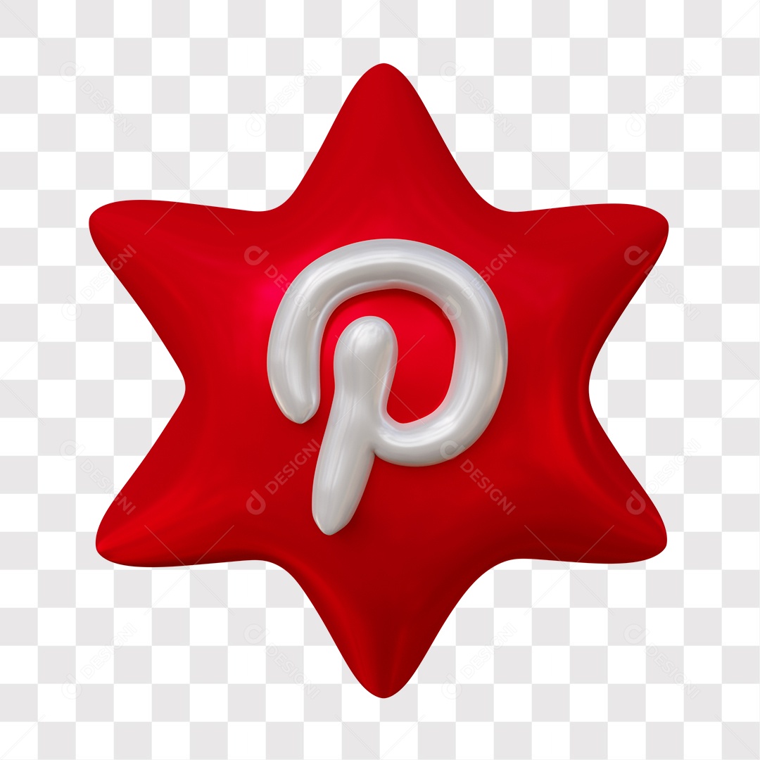 Pinterest Ícone 3D De Estrela Para Composição PNG Transparente