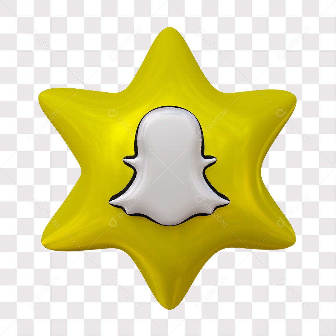Snapchat Ícone 3D De Estrela Para Composição PNG Transparente