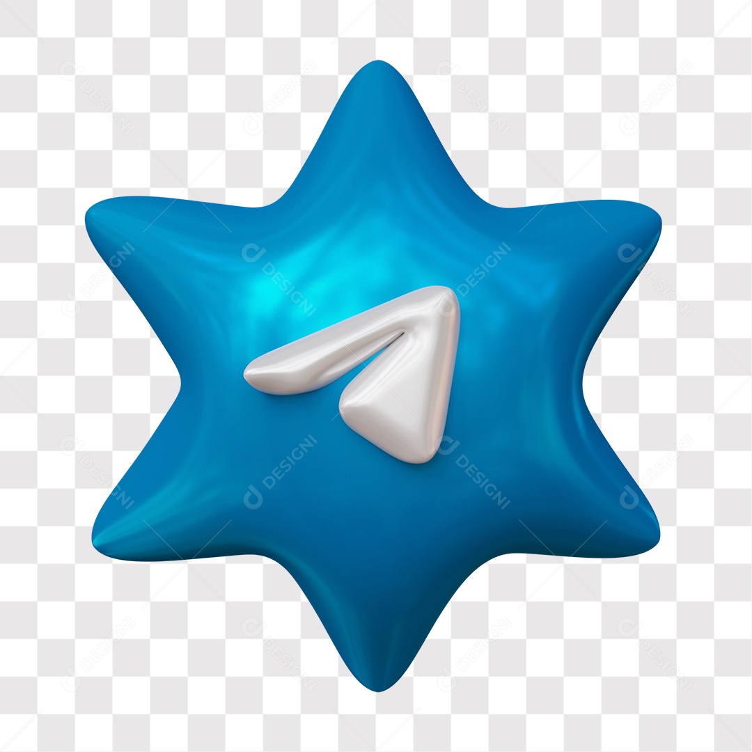 Telegram 3D Star Icon For Transparent PNG Composition