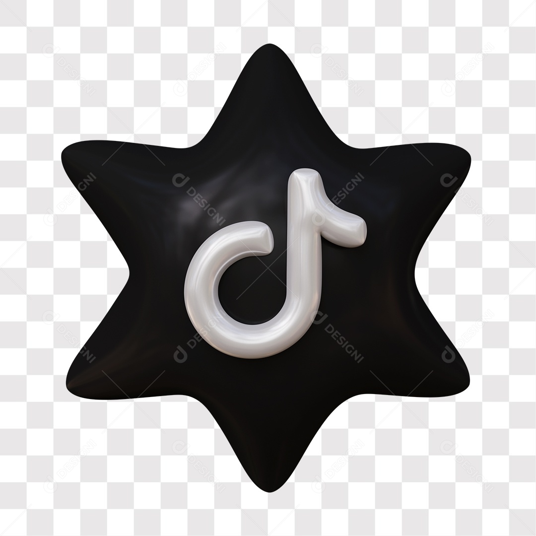 Tiktok Ícone 3D De Estrela Para Composição PNG Transparente