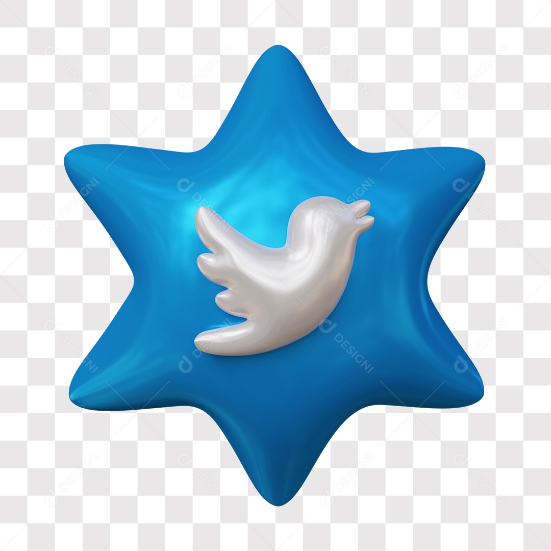 Twitter Ícone 3D De Estrela Para Composição PNG Transparente