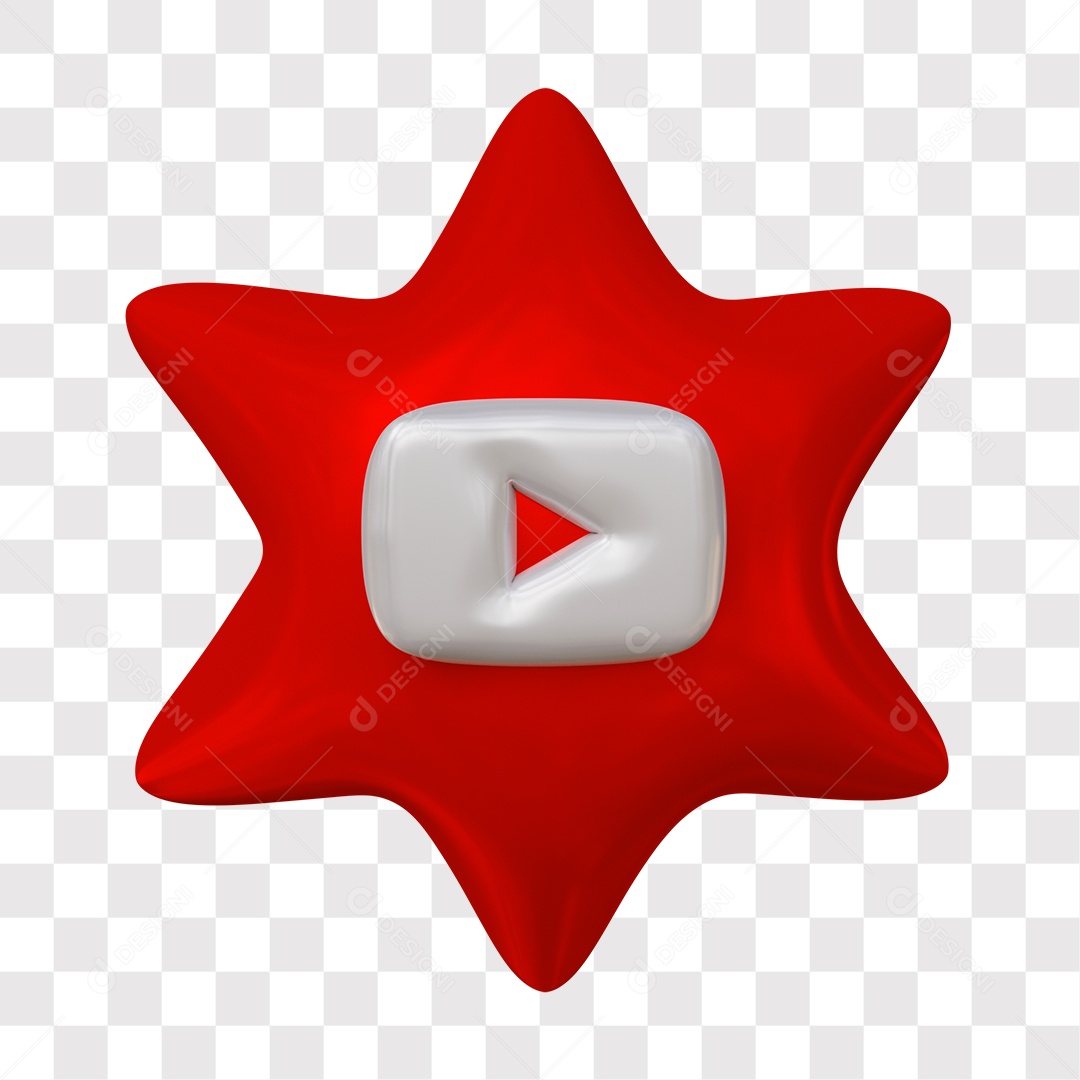 Youtube Ícone 3D De Estrela Para Composição PNG Transparente