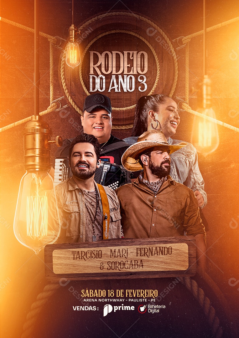 Rodeio do Ano 3 Fernando e Sorocaba Tarcísio do Acordeon Mari Fernandez Flyer Social Media PSD Editável