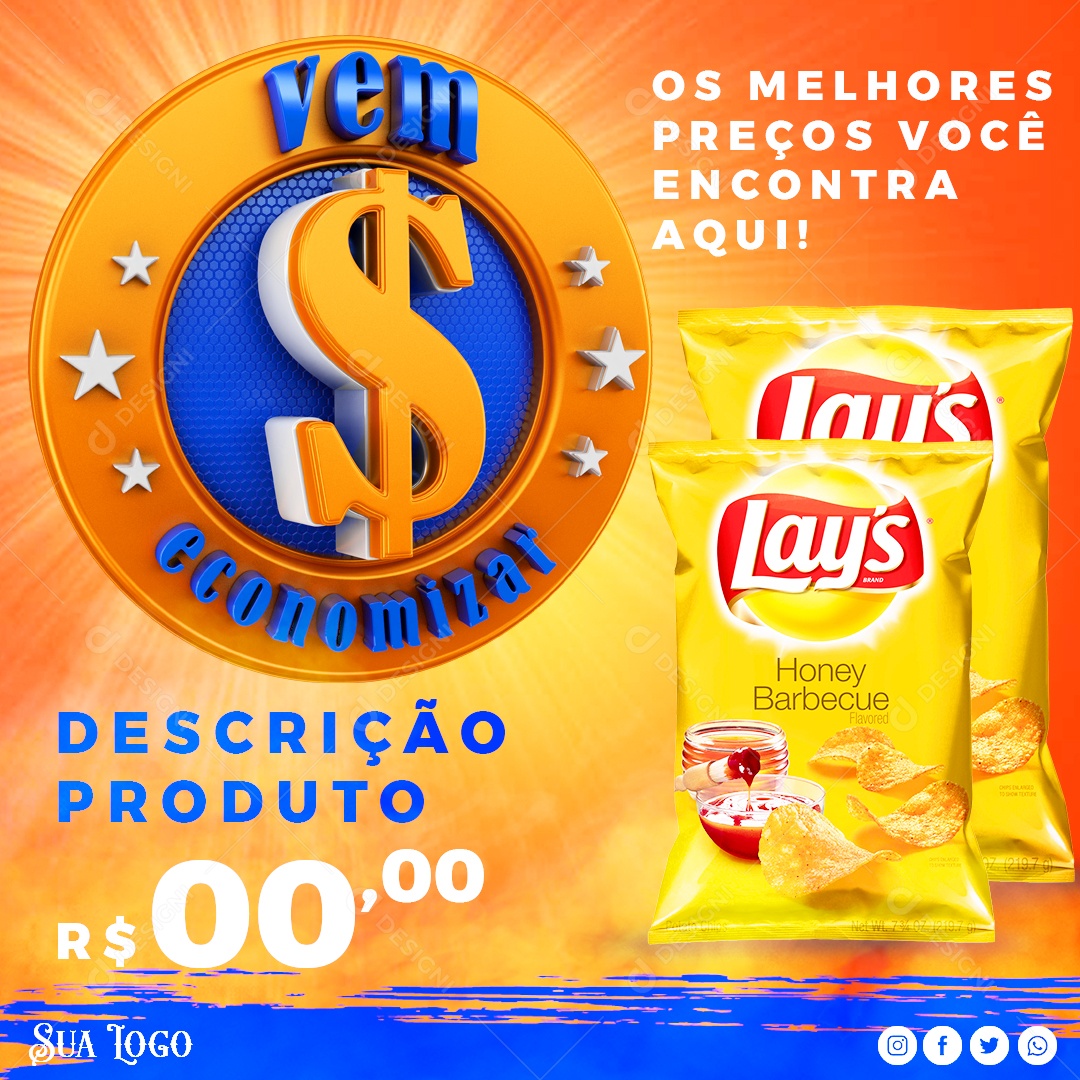 Vem Economizar os Melhores Preços Aqui Social Media PSD Editável