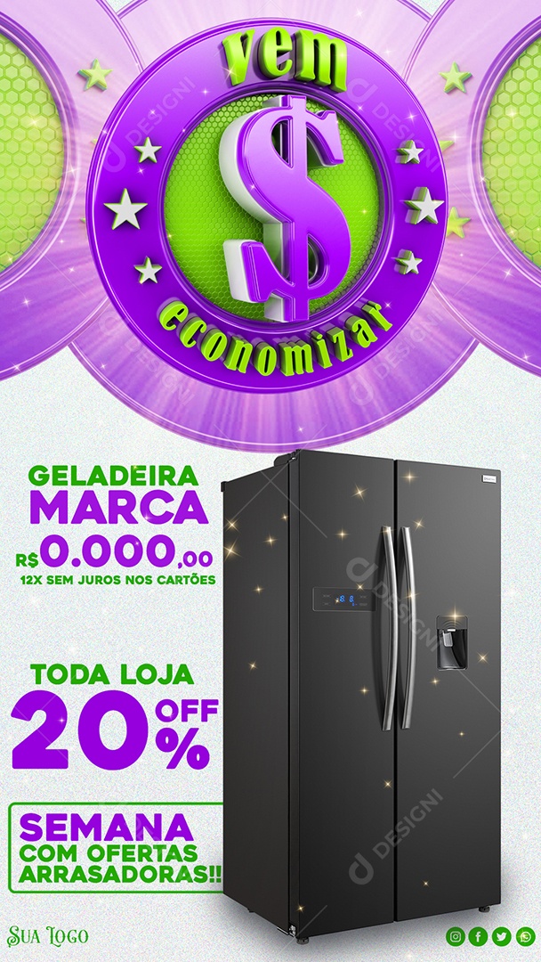 Story Vem Economizar Semana Com Ofertas Arrasadoras Social Media PSD Editável