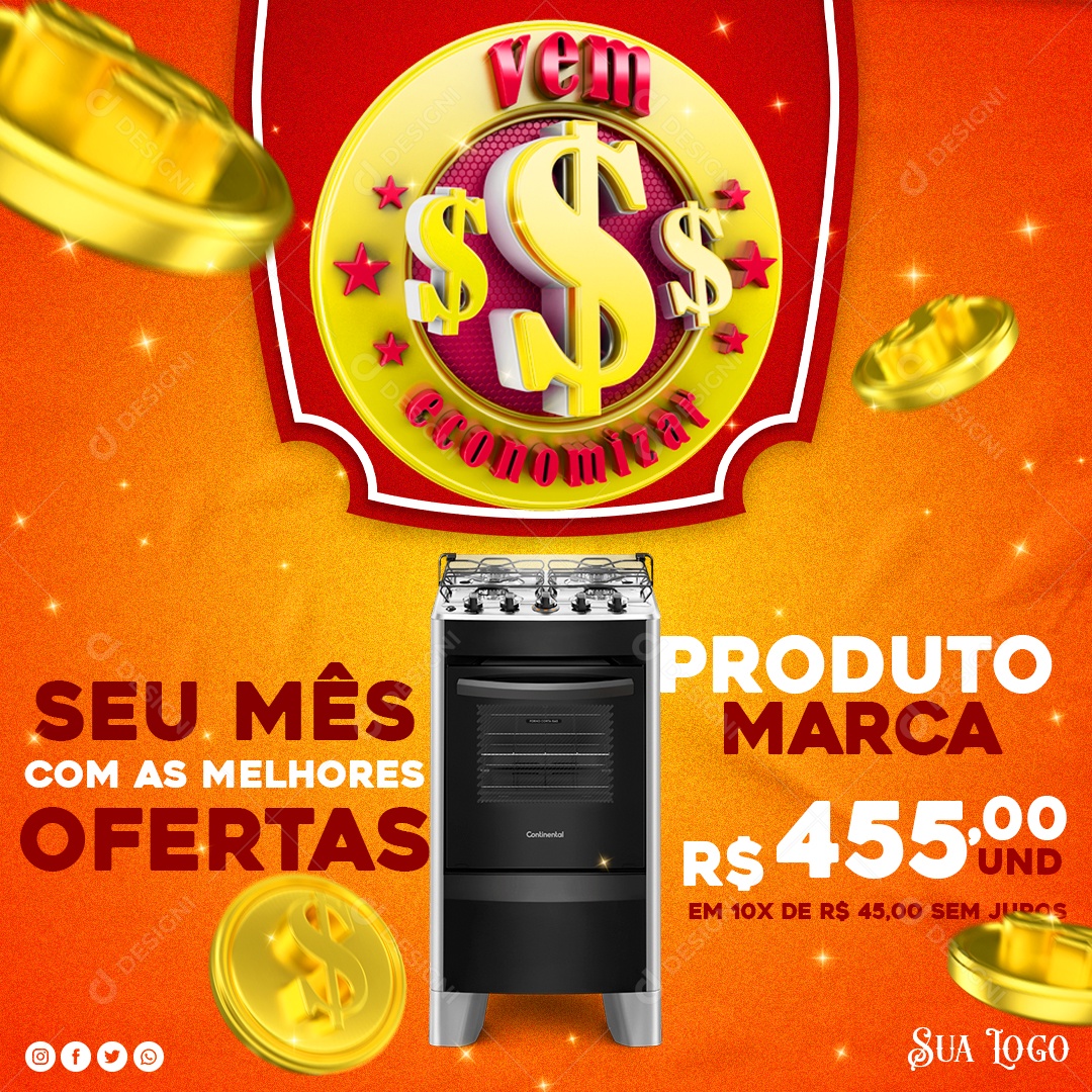Vem Economizar Seu Mês Com as Melhores Ofertas Social Media PSD Editável