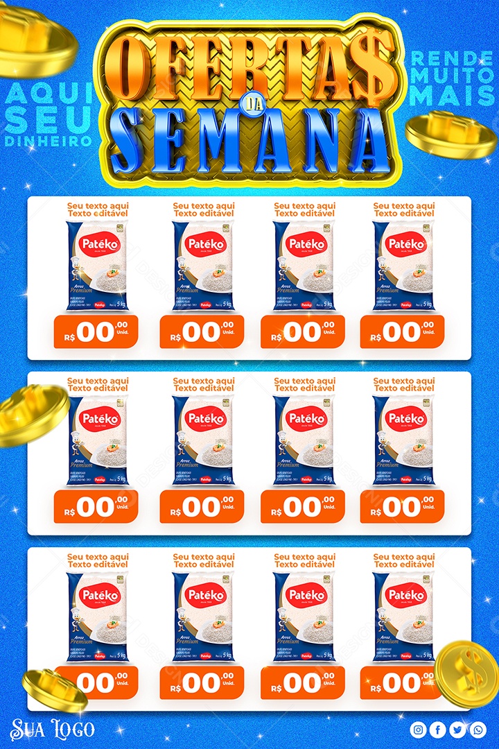 Encarte Ofertas da Semana Venha Conferir Social Media PSD Editável