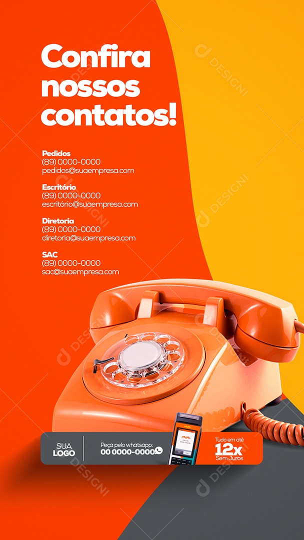 Confira Nosso Contatos Materiais de Construção Story Social Media PSD Editável