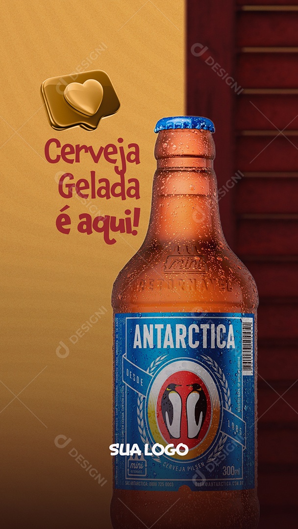 Cerveja Gelada é Aqui Distribuidora de Bebidas Story Social Media PSD Editável