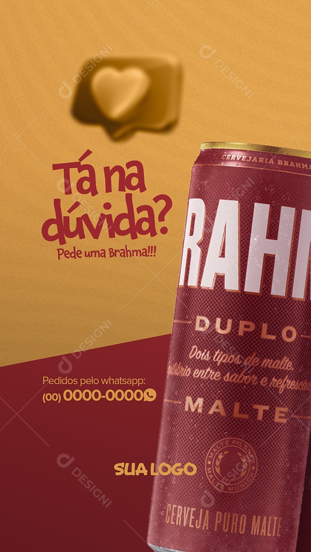 Tá na Dúvida? Pede uma Brahma! Distribuidora de Bebidas Story Social Media PSD Editável