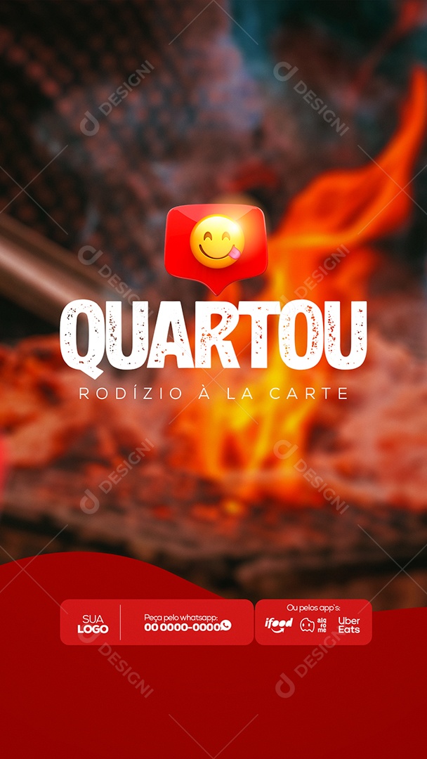 Quartou Rodízio à La Carte Churrascaria e Petiscaria Story Social Media PSD Editável