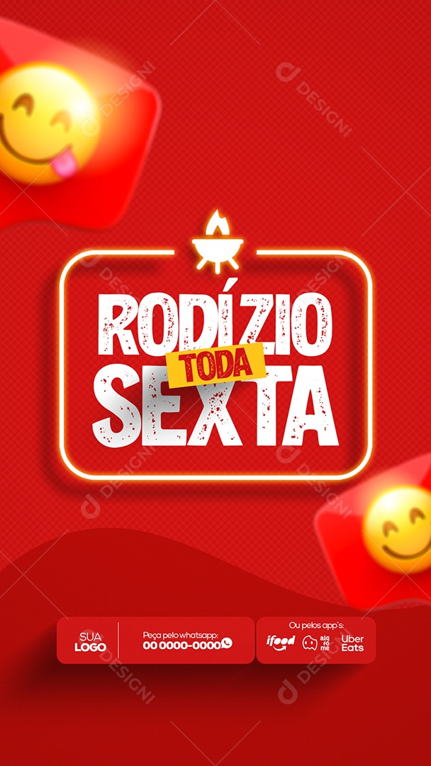 Rodízio Toda Sexta! Churrascaria e Petiscaria Story Social Media PSD Editável