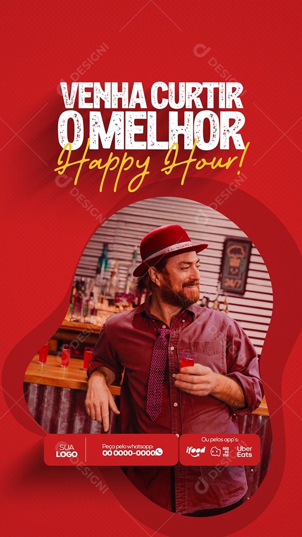 Venha Curtir o Melhor Happy Hour! Churrascaria e Petiscaria Story Social Media PSD Editável