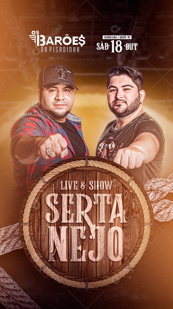 Story Live & Show Sertanejo Os Barões da Pisadinha Flyer Social Media PSD Editável