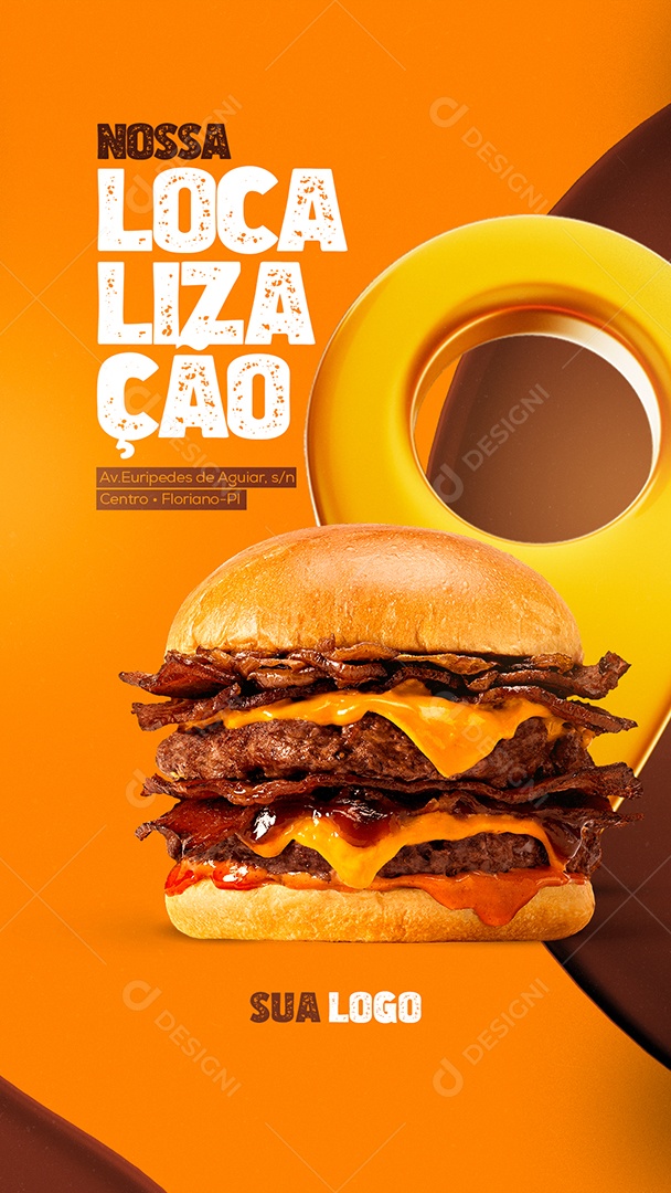 Nossa Localização Hamburgueria Story Social Media PSD Editável
