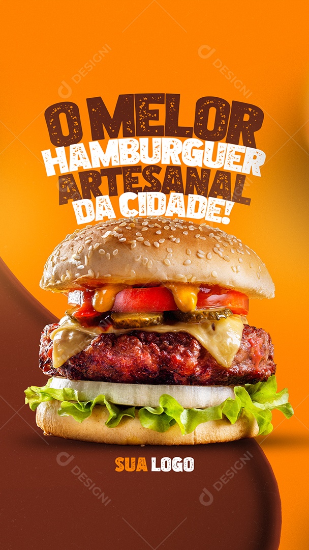 O Melhor Hambúrguer Artesanal Hamburgueria Story Social Media PSD Editável