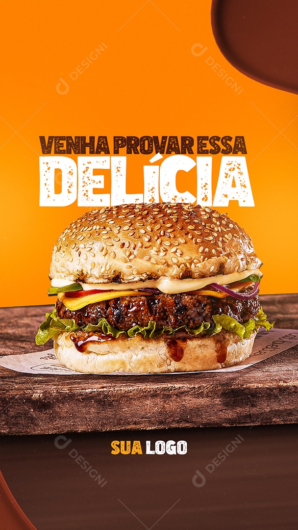 Venha Provar essa Delícia! Hamburgueria Story Social Media PSD Editável