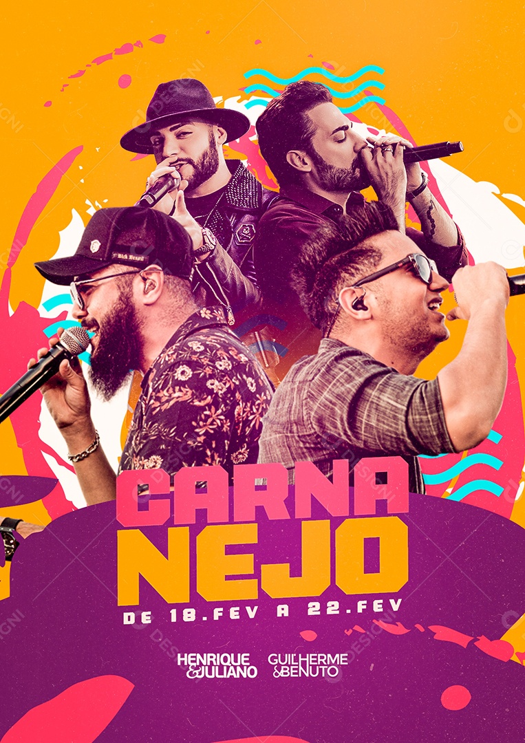 Carnanejo Henrique & Juliano Guilherme & Benuto Flyer Carnaval Social Media PSD Editável