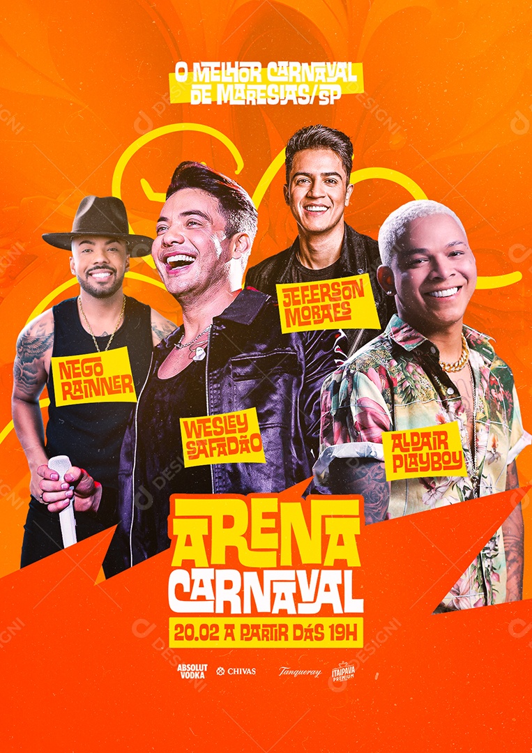 Arena Carnaval Nego Rainner Wesley Safadão Jefferson Moraes Aldair Playboy Flyer Social Media PSD Editável