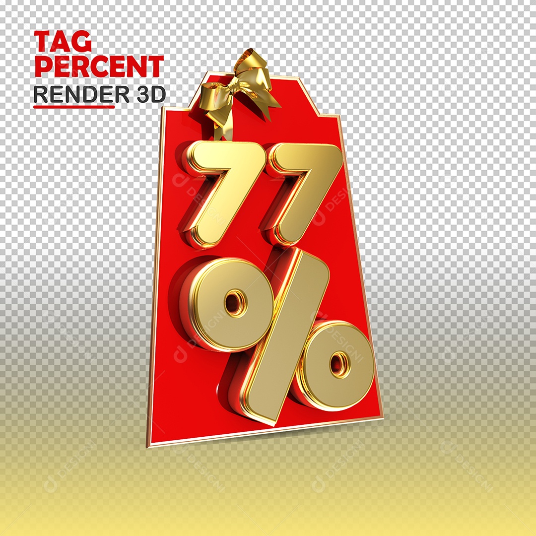 Tag de Compra 77% de Desconto Elemento 3D Vermelho e Ouro para Composição PSD