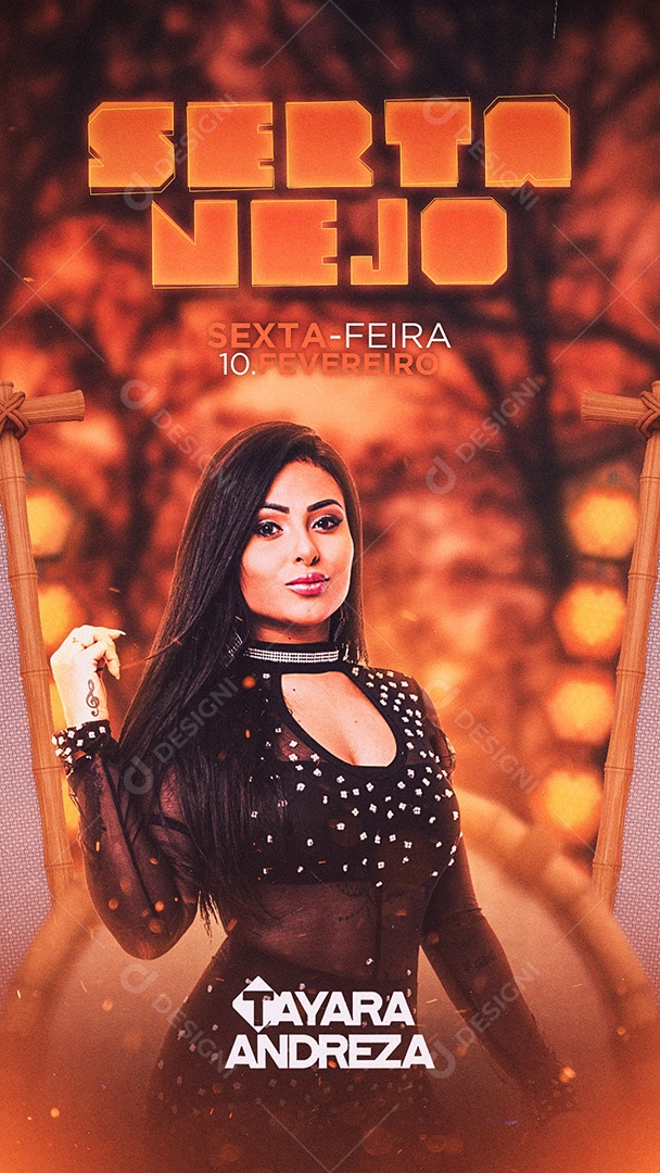 Flyer Sertanejo Taynara Andreza story Social Media PSD Editável