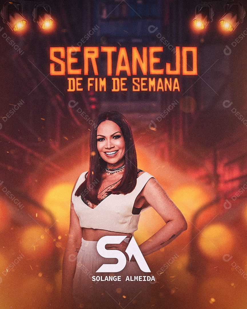 Flyer Sertanejo Fim de Semana Solange Almdeia Social Media PSD Editável