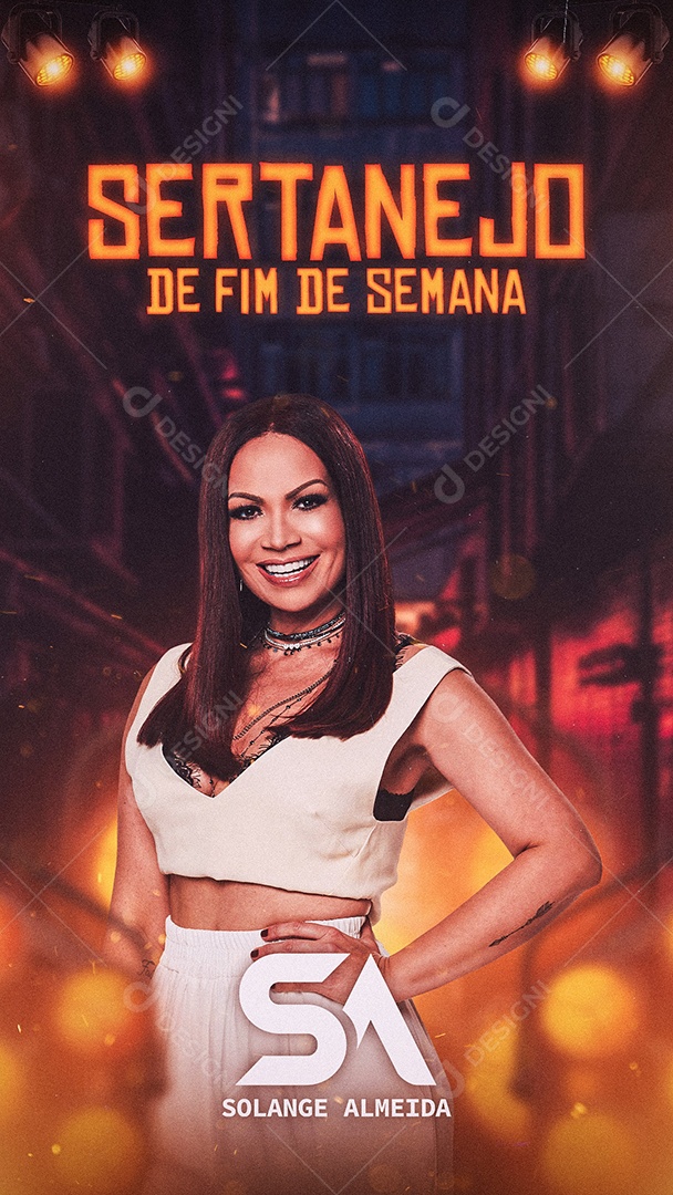Flyer Sertanejo Fim de Semana Solange Almdeia Story Social Media PSD Editável