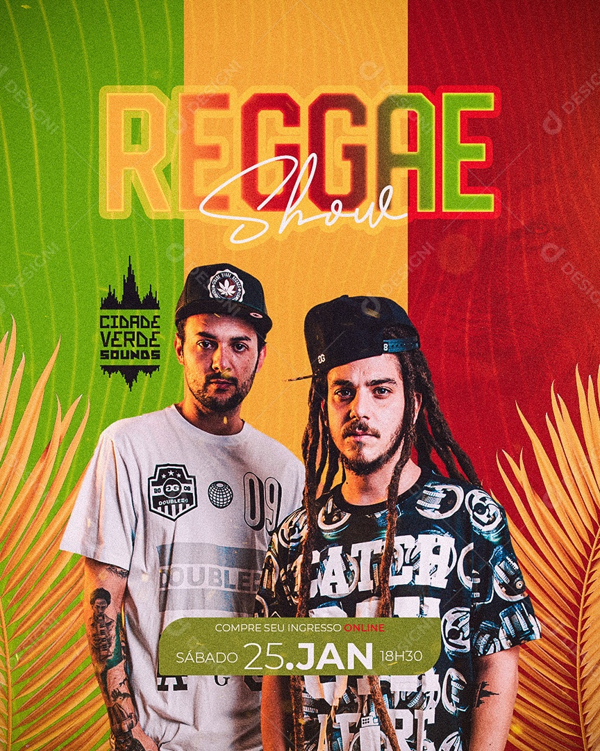 Flyer Raggae Show Social Media PSD Editável