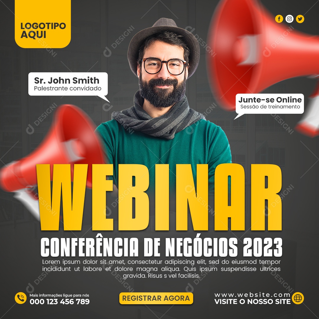 Webinar Conferência de Negócios 2023 Social Media PSD Editável