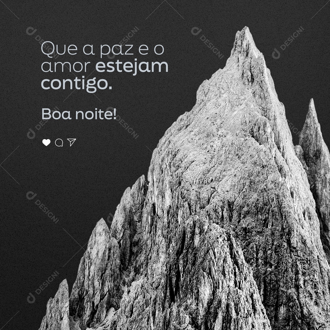 Frase Motivacional Boa Noite Que a Paz e o Amor Estejam Contigo. Social Media PSD Editável