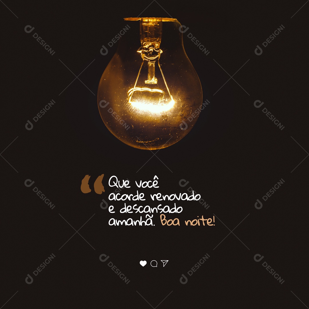 Frase Motivacional Que Você Acorde Renovado e Descansado Amanhã. Boa Noite! Social Media PSD Editável