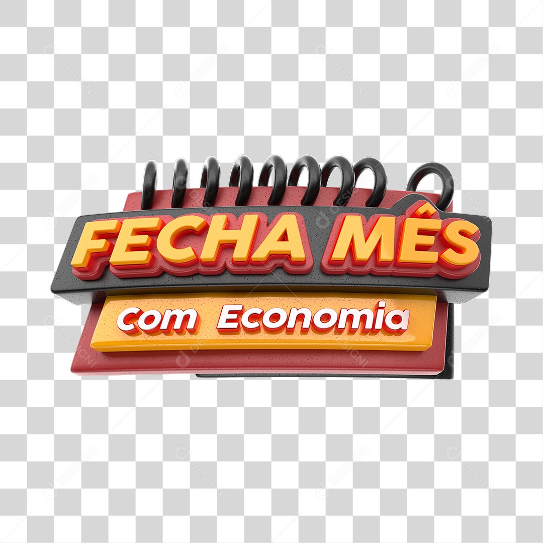 Selo 3D Para Composição Fecha Mês Com Economia PNG Transparente