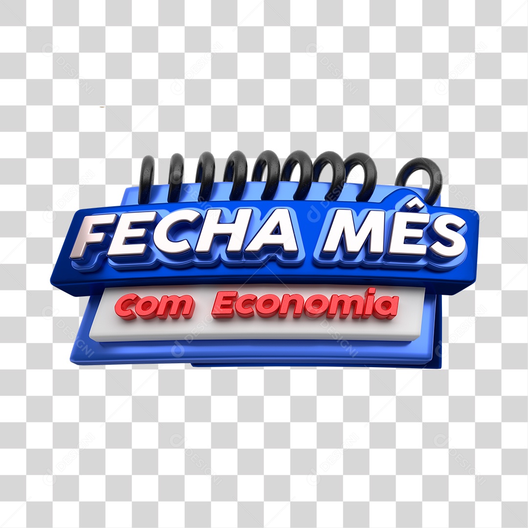 Selo 3D Para Composição Fecha Mês Com Economia PNG Transparente