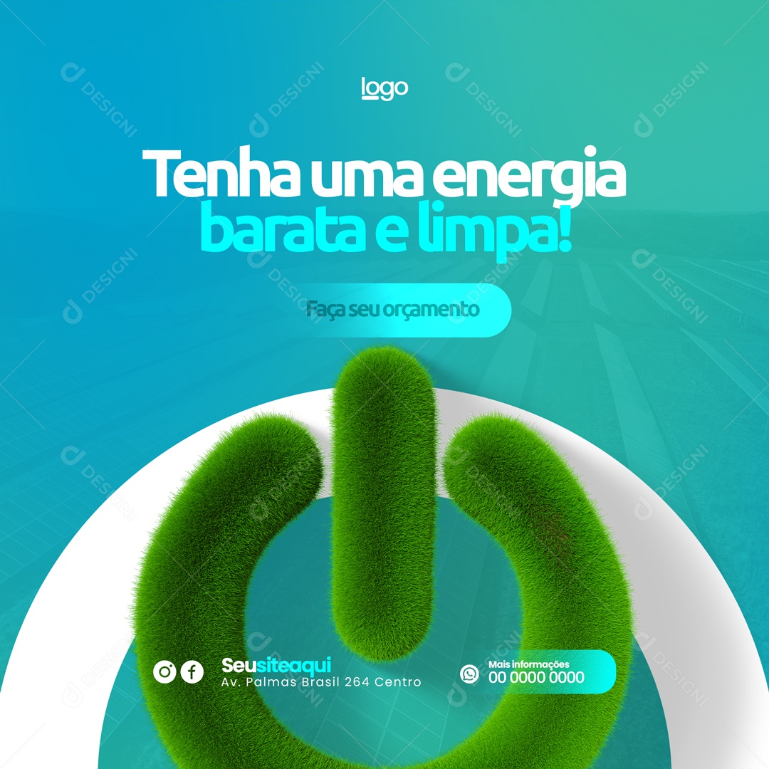 Tenha Uma Energia Barata e Limpa! Energia Solar Social Media PSD Editável