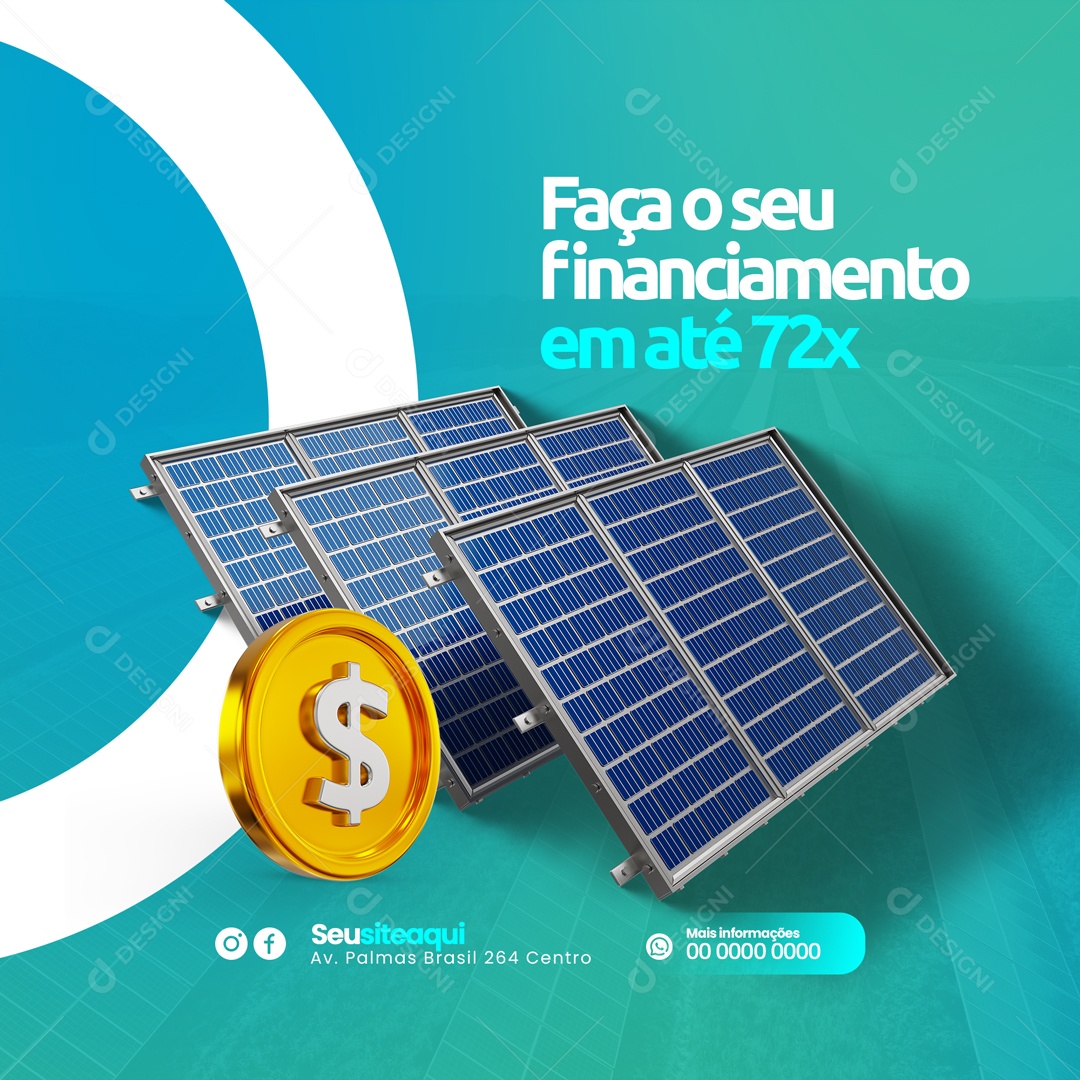Faça Seu Financiamento em Até 72x Energia Solar Social Media PSD Editável