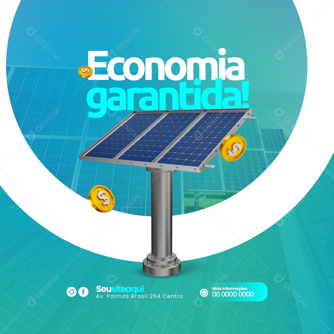 Economia Garantida! Energia Solar Social Media PSD Editável