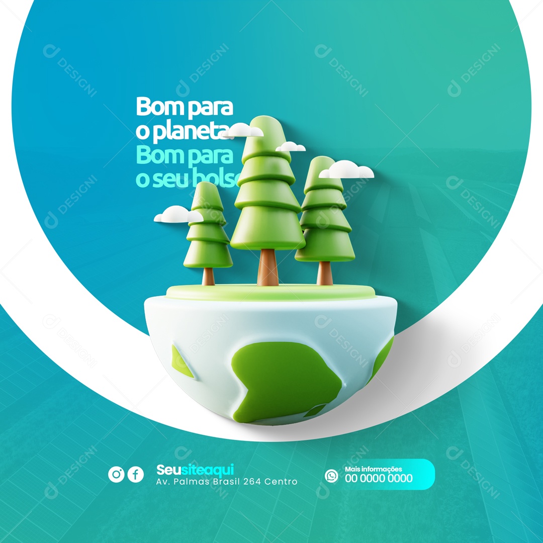 Bom Para o Planeta, Bom Para Se Bolso Energia Solar Social Media PSD Editável