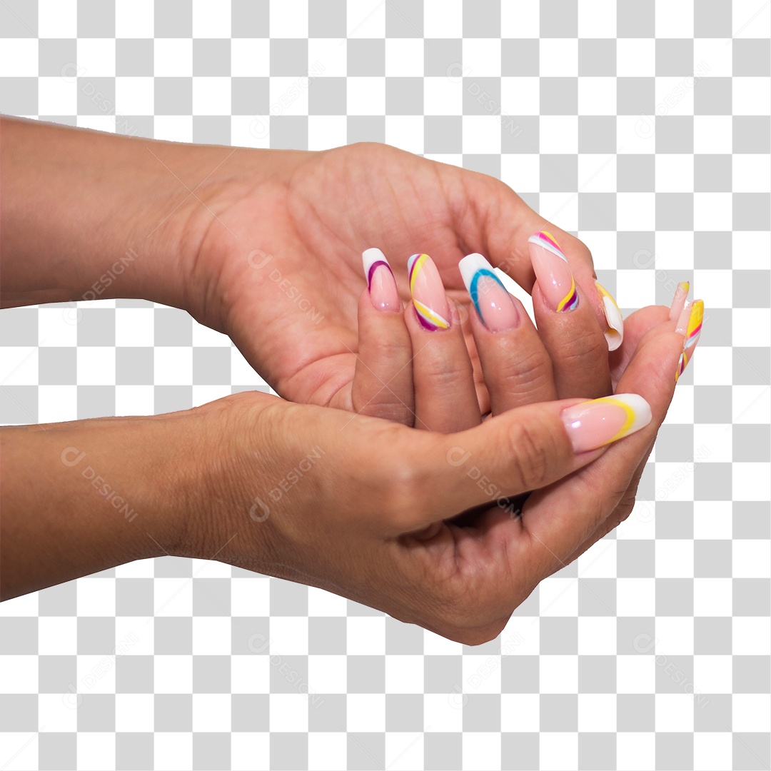 Mão Com Unhas Acrigel PNG Transparente