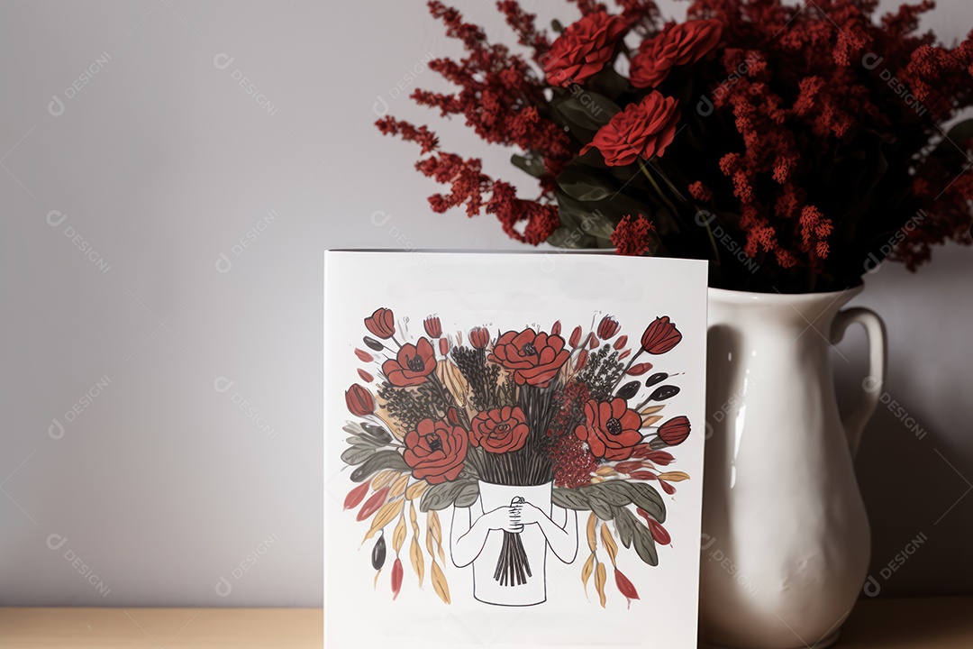 Ilustração de mulher em campo de flores em comemoração ao Dia Internacional da Mulher. Banner, cartaz, cartão de felicitações