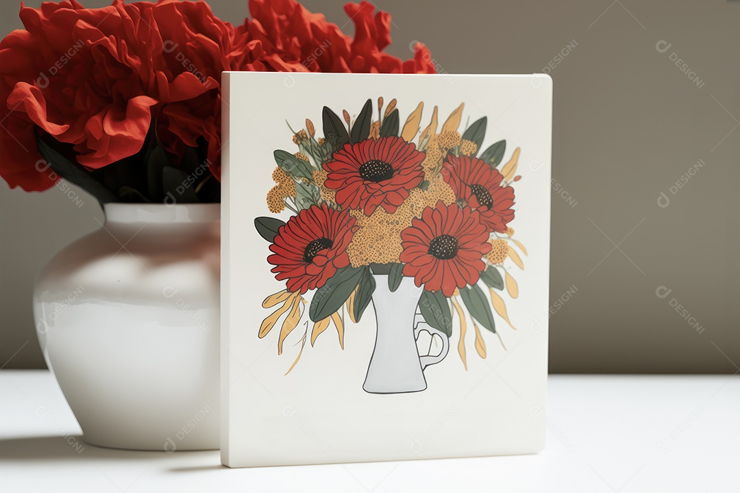 Ilustração de mulher em campo de flores em comemoração ao Dia Internacional da Mulher. Banner, cartaz, cartão de felicitações