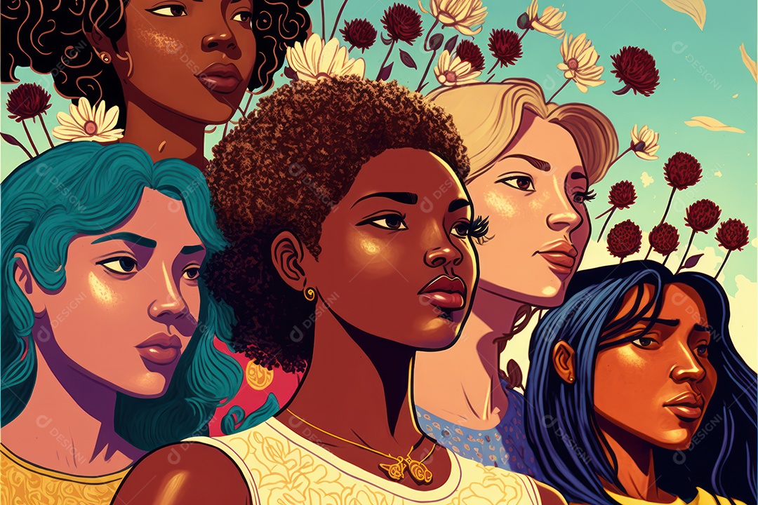 Plano de fundo em comemoração ao Dia Internacional da Mulher. Banner, cartaz, cartão de felicitações. Ilustração