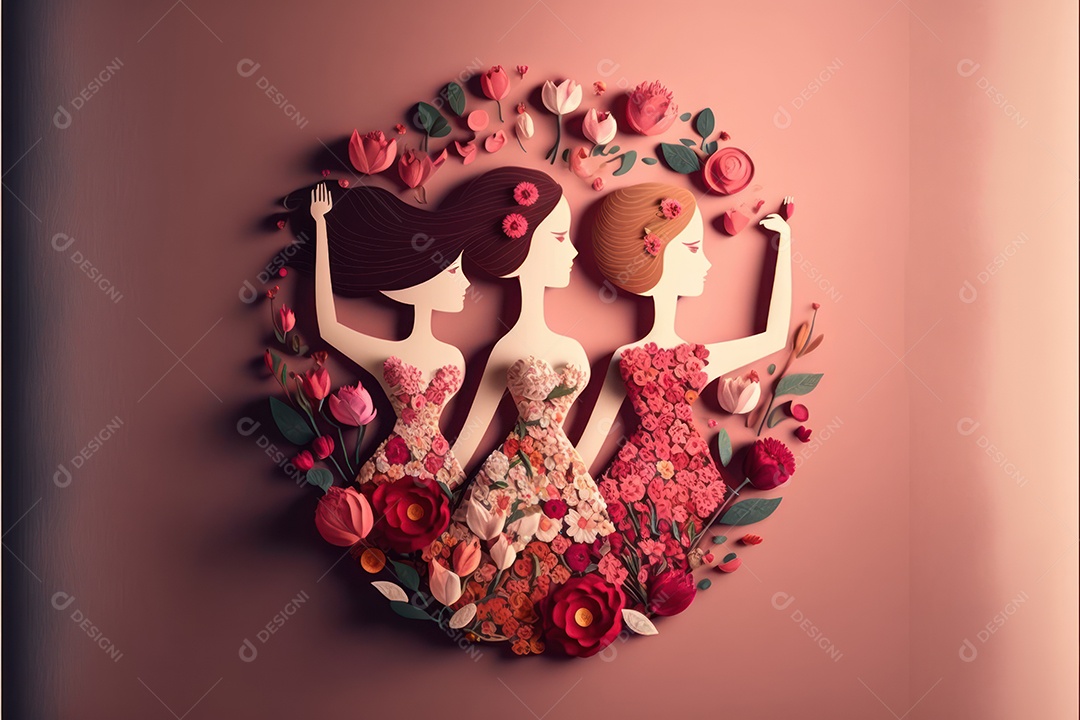 Plano de fundo em comemoração ao Dia Internacional da Mulher. Banner, cartaz, cartão de felicitações. Ilustração