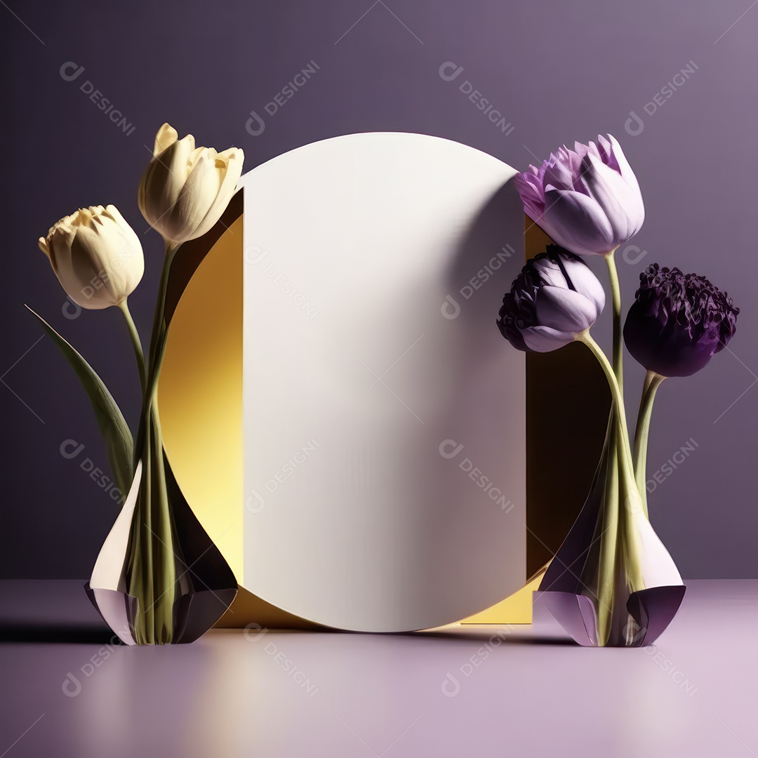 Ilustração de mulher em campo de flores em comemoração ao Dia Internacional da Mulher. Banner, cartaz, cartão de felicitações