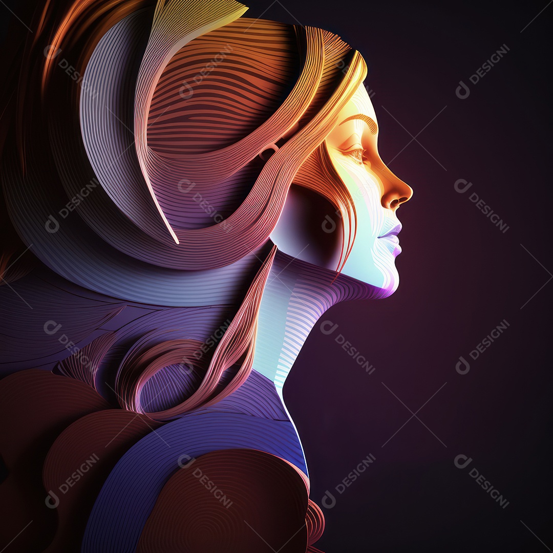 Ilustração de mulher em campo de flores em comemoração ao Dia Internacional da Mulher. Banner, cartaz, cartão de felicitações