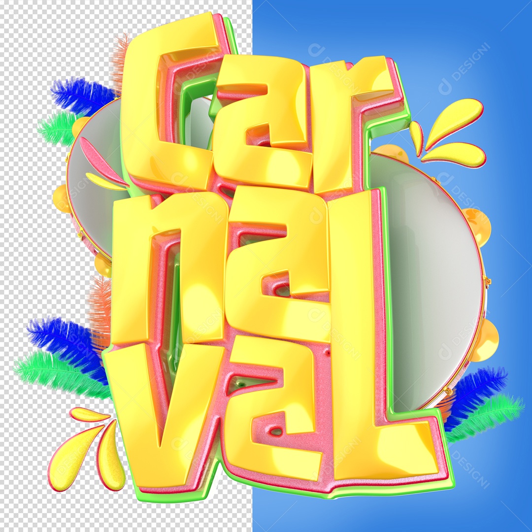 Selo 3D Para Composição Carnaval PSD