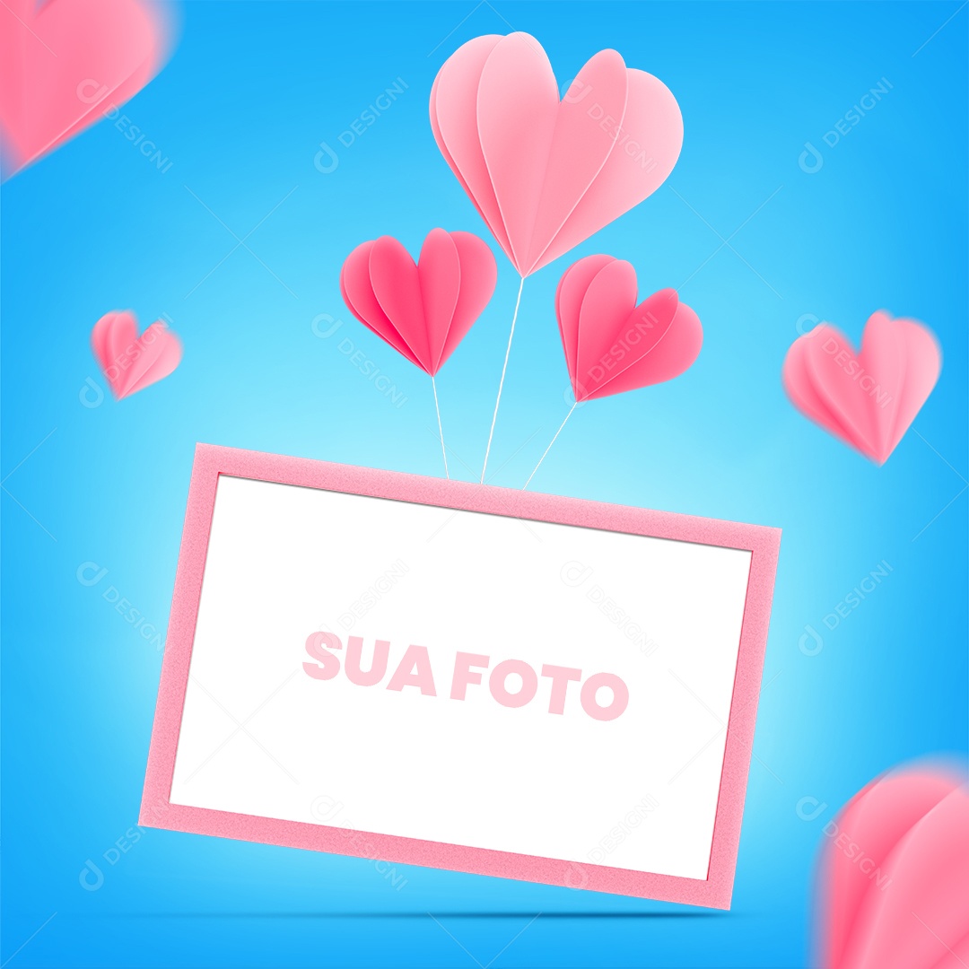 Elemento 3D Para Composição Moldura de Foto PSD