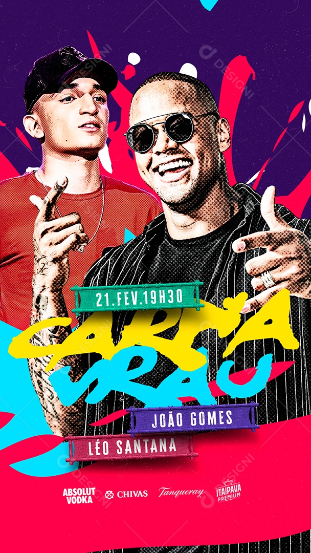 Story Carna Vrau João Gomes Léo Santana Flyer Carnaval Social Media PSD Editável